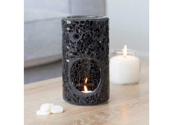 Black Crackle Pillar Oil Burner