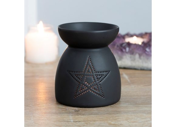 Black Pentagram Cut Out Oil Burner