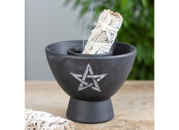 Black Pentagram Terracotta Smudge Bowl 