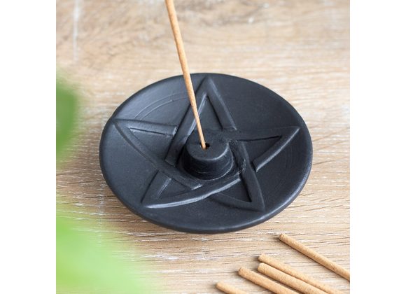 Black Pentagram Terracotta Incense Plate