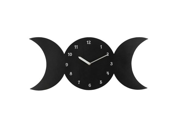 Black Triple Moon MDF Clock