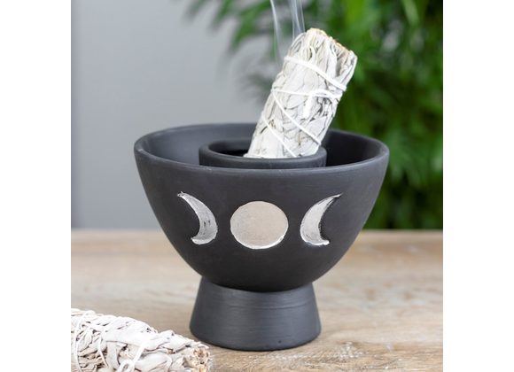 Black Triple Moon Terracotta Smudge Bowl