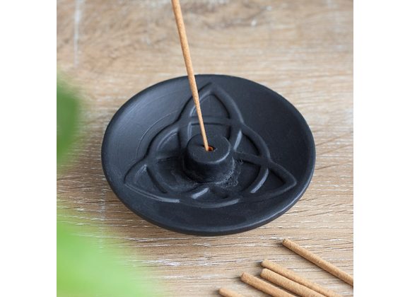 Black Triquetra Terracotta Incense Plate 