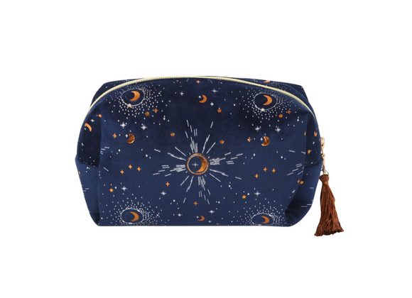 Blue Crescent Moon Tasselled Makeup Bag