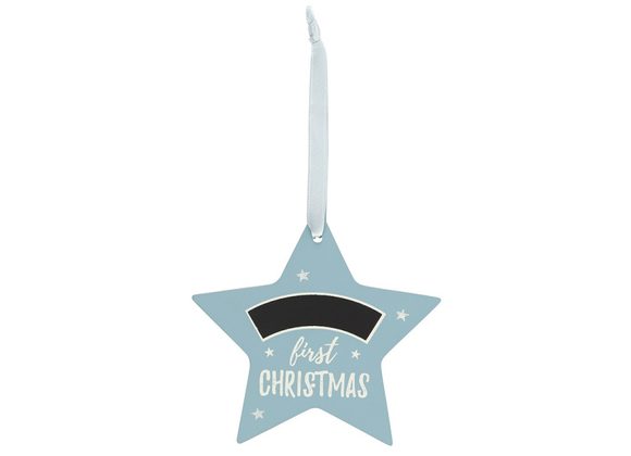 Blue First Christmas Hanging Star Decoration