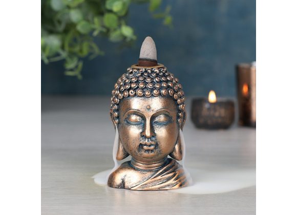 Bronze Buddha Head Backflow Incense Burner