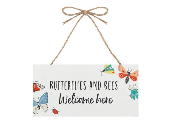 Butterflies and Bees Hanging Garden Sign