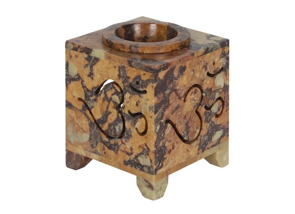 Carved Om Symbol Soapstone Oil Burner STOCK DUE SOON