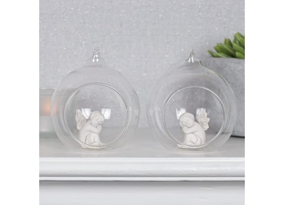 Cherub in Hanging Glass Ball STOCK DUE 30/3/22