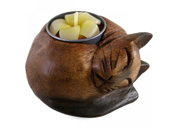 Curled Cat Tealight Holder STOCK DUE SOON