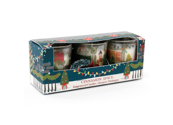 Christmas Shop Cinnamon Spice Scented Candle Trio STOCK DUE SOON