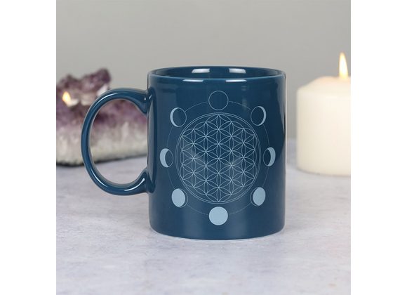 Moon Phase Flower of Life Ceramic Mug