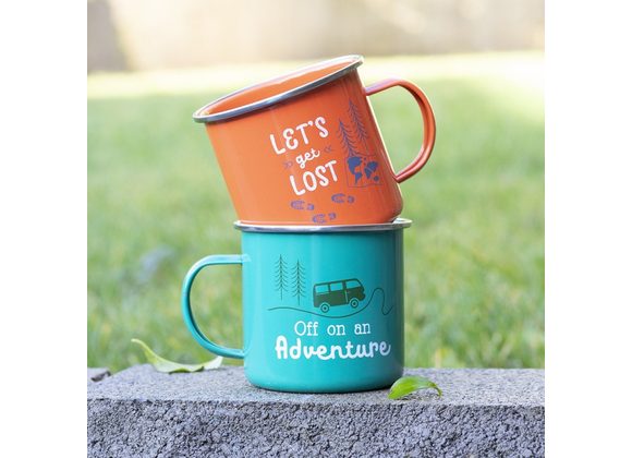 Off on an Adventure Green Enamel Style Mug