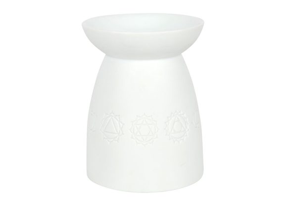 White Ceramic Seven Chakra Oil Burner STOCK DUE 28/2/22