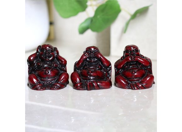 Red See Hear Speak No Evil Buddhas STOCK DUE 17/11/21