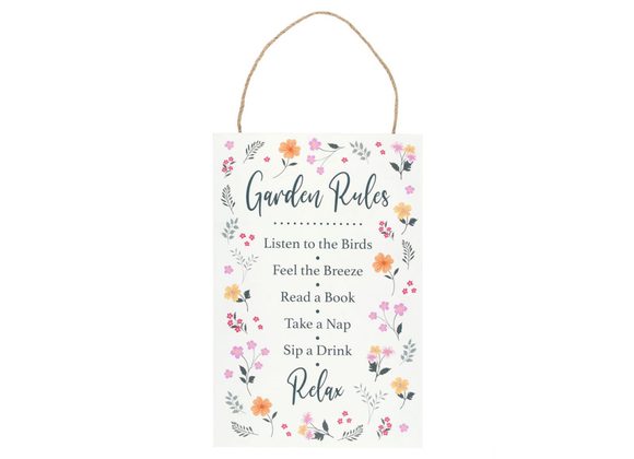 Botanical Garden Rules Hanging Sign STOCK DUE 30/1/22