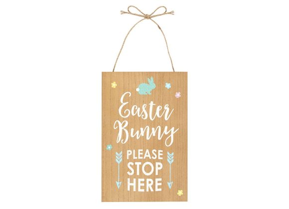 Easter Bunny Stop Here Hanging Sign STOCK DUE 30/1/22