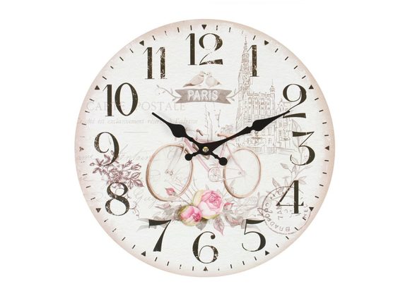 34cm Shabby Chic Paris Bicycle Clock STOCK DUE 20/11/21