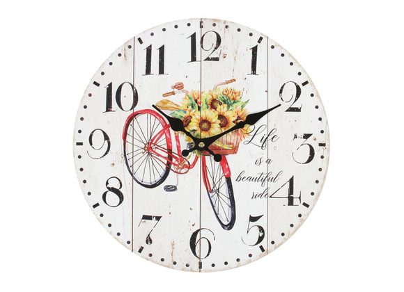 34cm Shabby Chic Red Bicycle Clock STOCK DUE 20/11/21