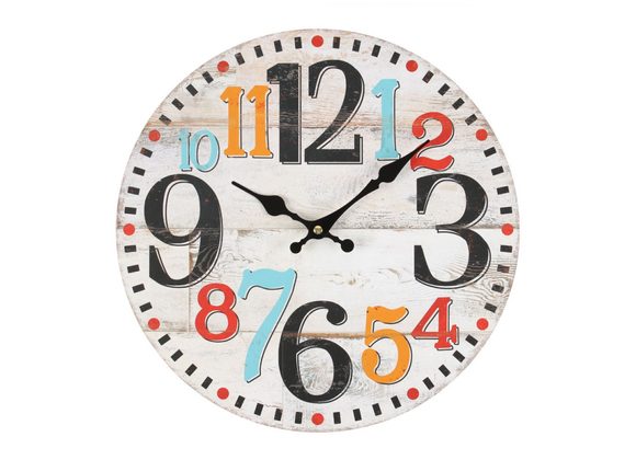 34cm Retro Numbered Clock STOCK DUE 20/11/21