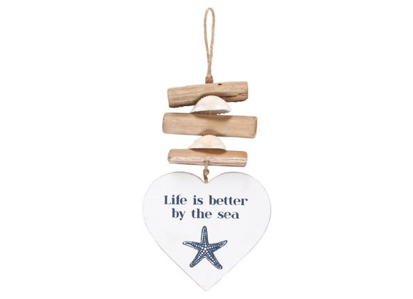 Better By The Sea Driftwood Heart Sign STOCK DUE 30/3/22