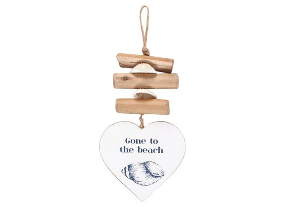 Gone To The Beach Driftwood Heart Sign STOCK DUE 30/3/22