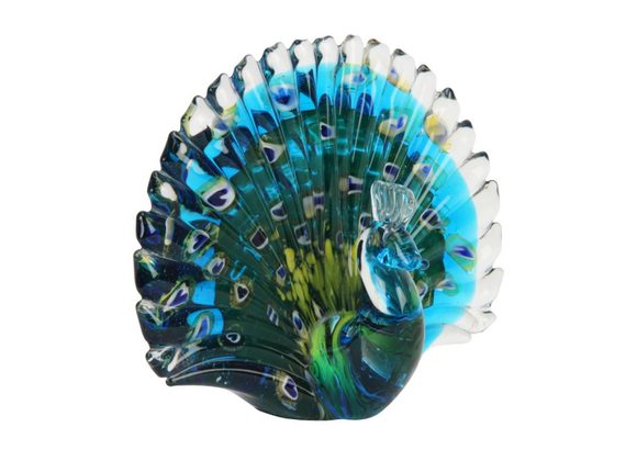 Peacock Objets d'Art glass Figurine