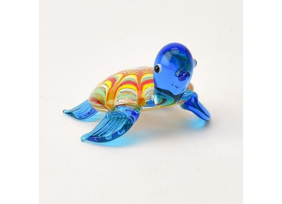 Blue Turtle - Objets D'art Miniature Glass Figurine