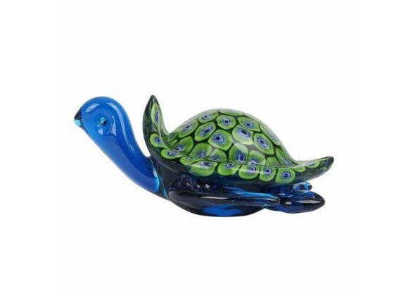 Blue & Green Turtle - Objets d'Art Glass Figurine