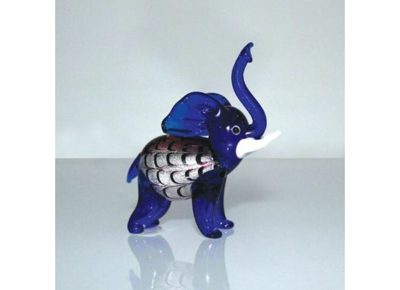 Blue Elephant Objets d'Art Miniature Glass Ornament