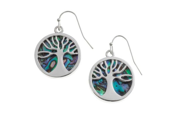 Tree of Life inlaid Paua shell Earrings by Tide Jewellery