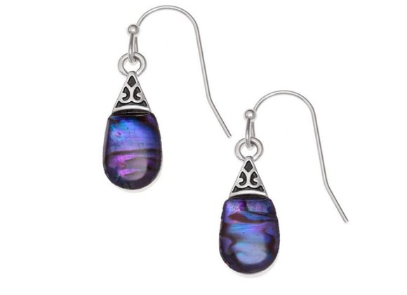 Purple Pear drop Paua shell earrings by Tide Jewellery [171]