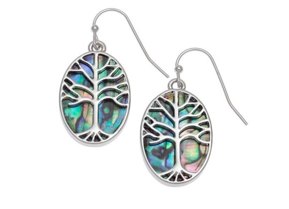 Oval Tree of Life Paua shell earrings by Tide Jewellery