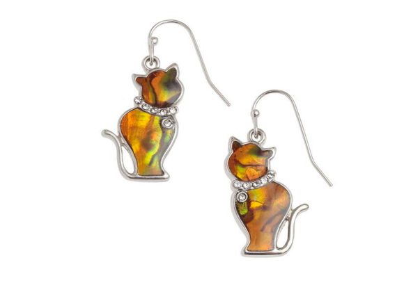 Orange Cat Paua shell  Earrings by Tide Jewellery