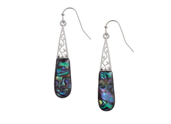 Long drop hook Paua shell earrings by Tide Jewellery