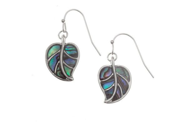 Leaf Inlaid Paua shell earrings by Tide Jewellery
