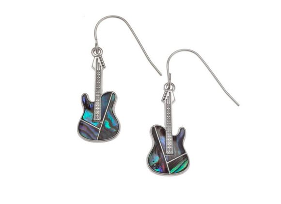 Guitar inlaid Paua shell Guitar Earrings by Tide Jewellery