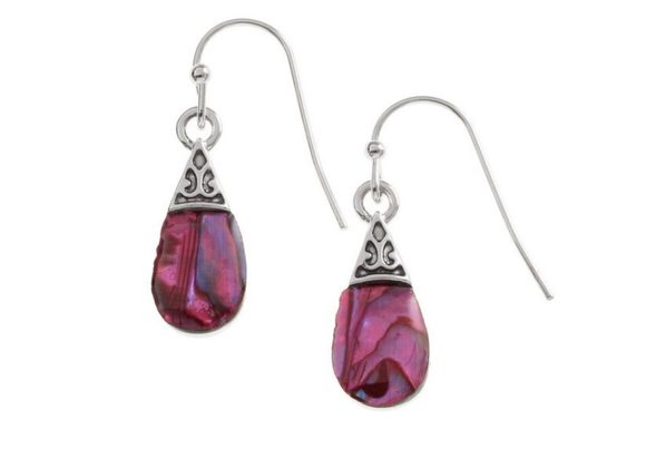 Pink Pear Drop Paua shell  Earrings by Tide Jewellery