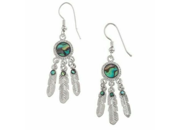 Dream catcher Paua shell drop earrings by Tide Jewellery