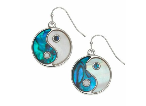 Yin Yang Paua Shell Drop Earrings
