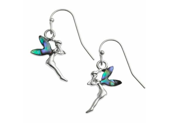 Fairy Inlaid Paua shell hook earrings.