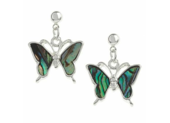 Butterfly Inlaid Paua shell  drop stud earrings [782]
