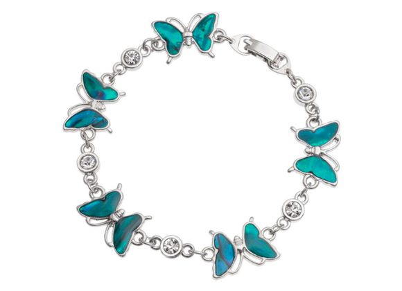 Butterfly blue inlaid Paua shell bracelet by Tide Jewellery 