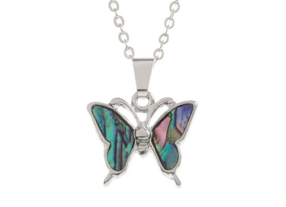 Butterfly small inlaid Paua Shell Pendant by Tide Jewellery