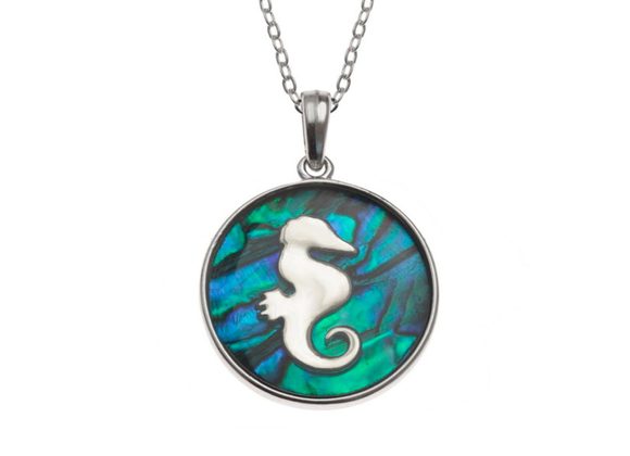 Round Blue Seahorse Necklace by Tide Jewellery