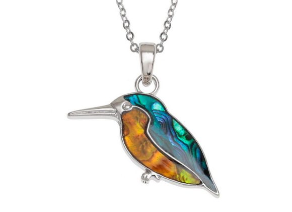Kingfisher inlaid Paua Shell Pendant by Tide Jewellery