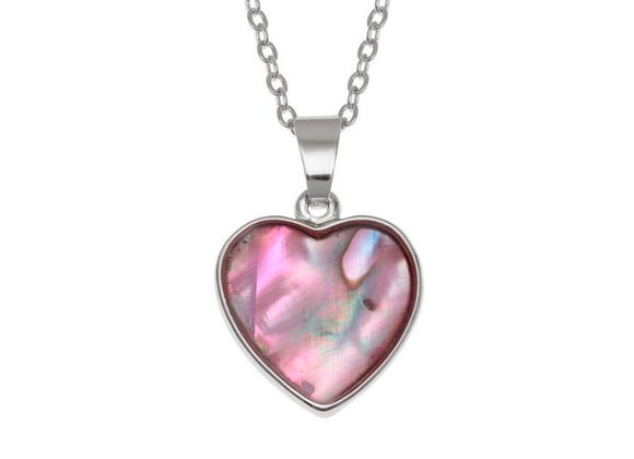 Pink Paua shell Heart Pendant by Tide Jewellery