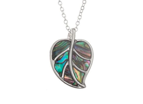 Leaf inlaid Paua Shell Pendant by Tide Jewellery