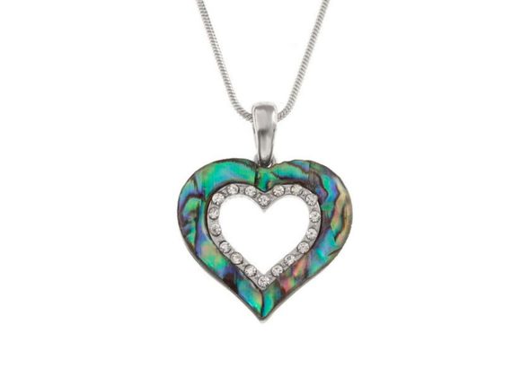 Heart open inlaid Paua Shell Necklace by Tide Jewellery