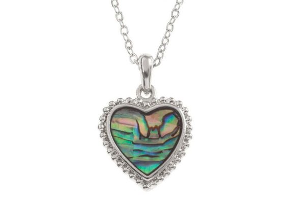 Heart elegant inlaid Paua Shell Necklace by Tide Jewellery
